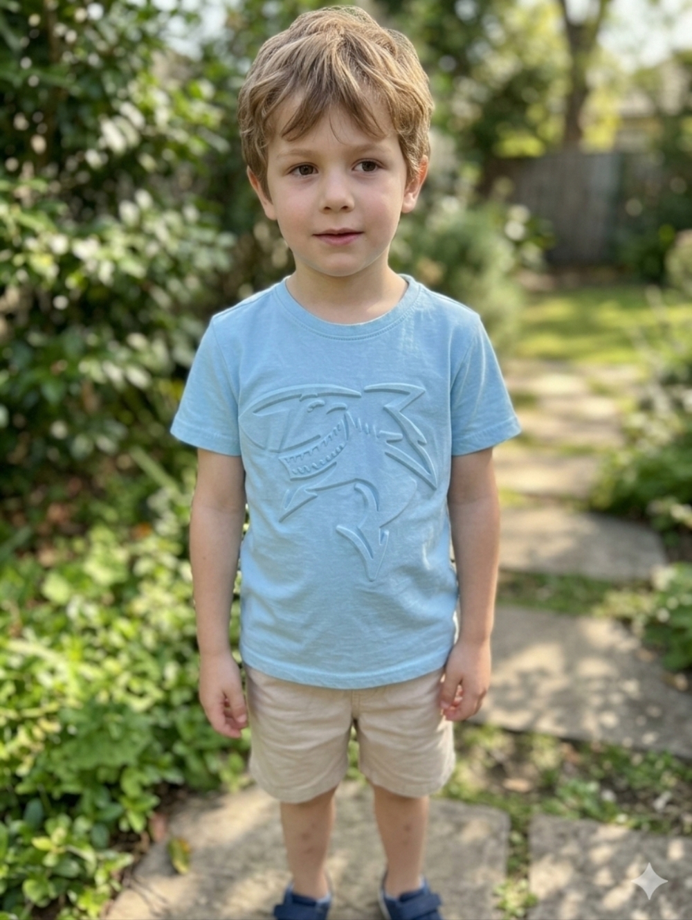 Light Blue Shark Short-Sleeve Tee for Kids